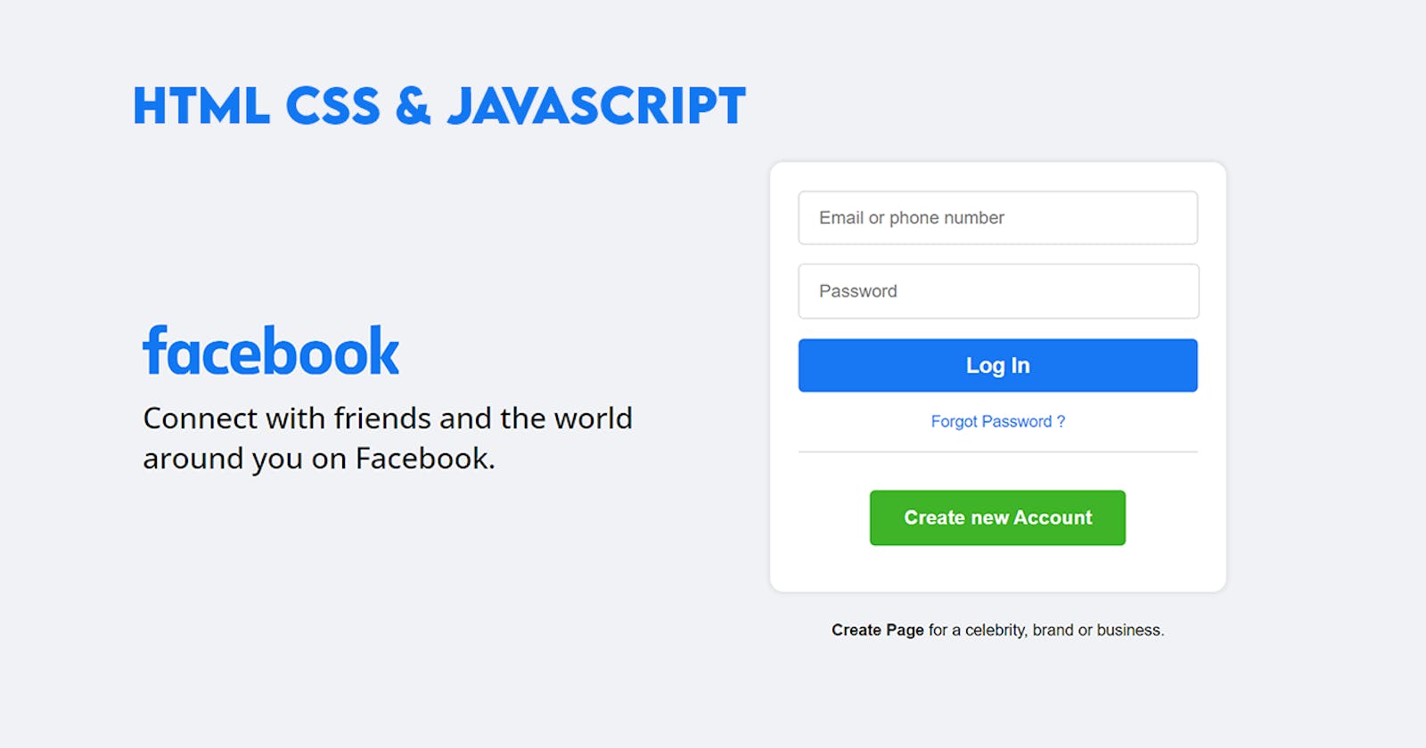 Redesigning Facebook Login Page Using HTML & CSS