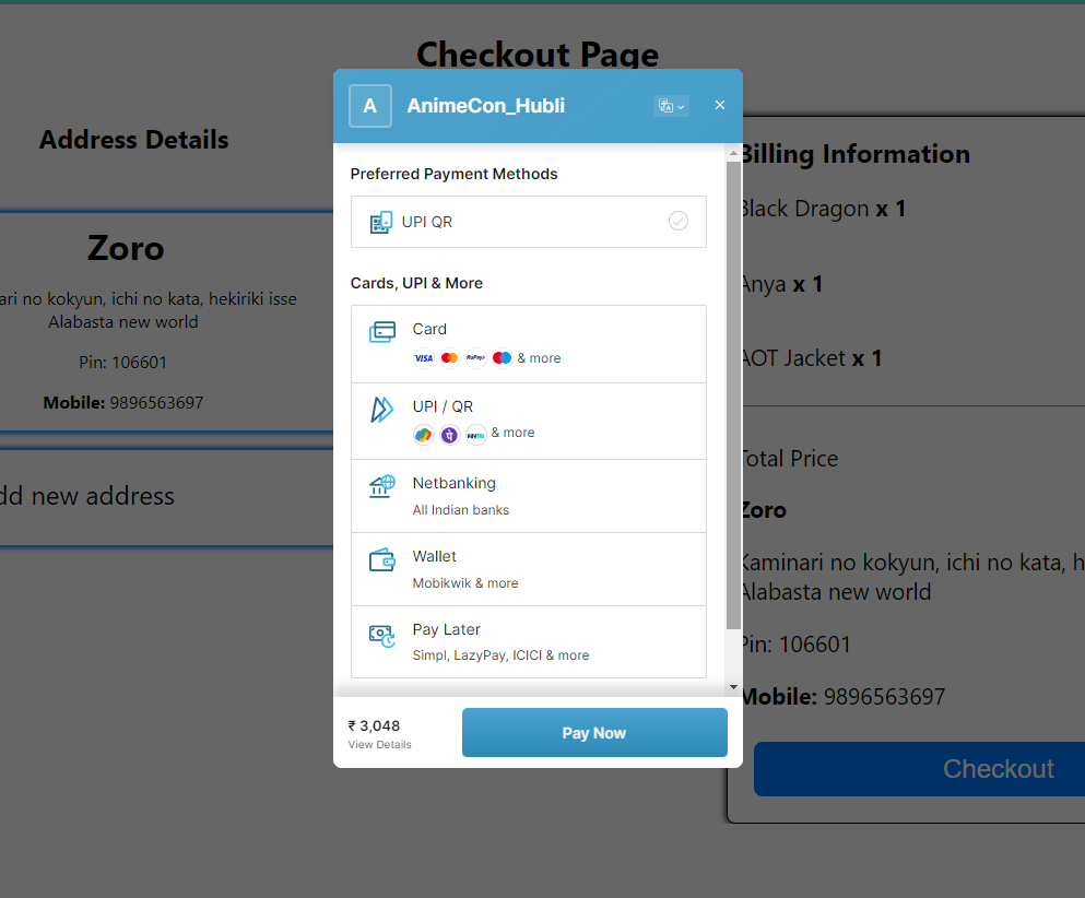 RazorPay Integration