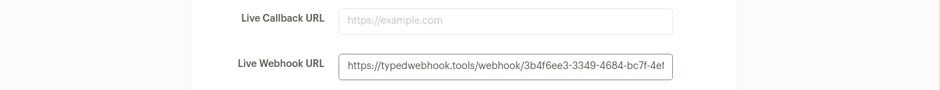 Live webhook url on the provider platform