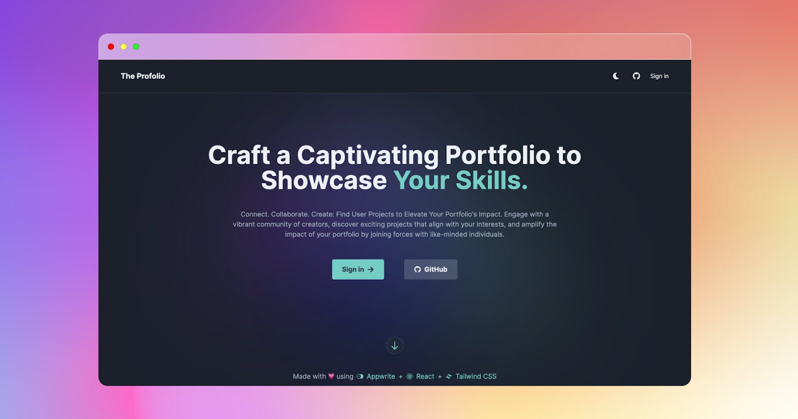 The Profolio : Appwrite + React + Tailwind CSS   Open-Source Project