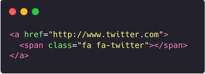 image with code snippet of an anchor HTML tag without text explaining the social media link