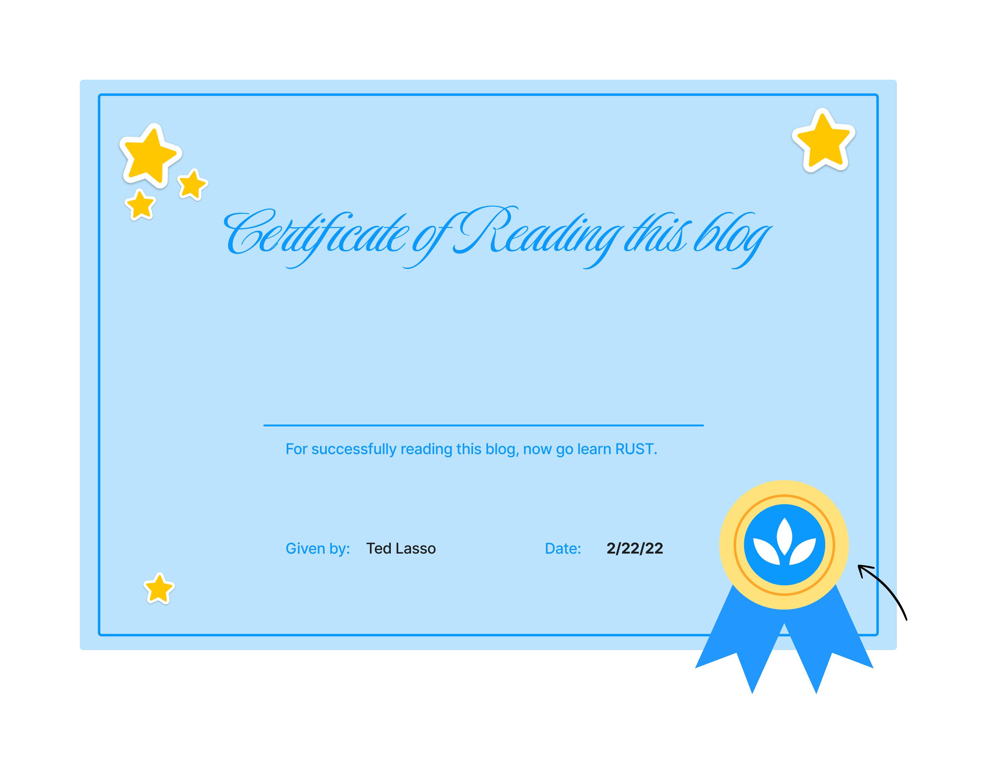 Sample certificate