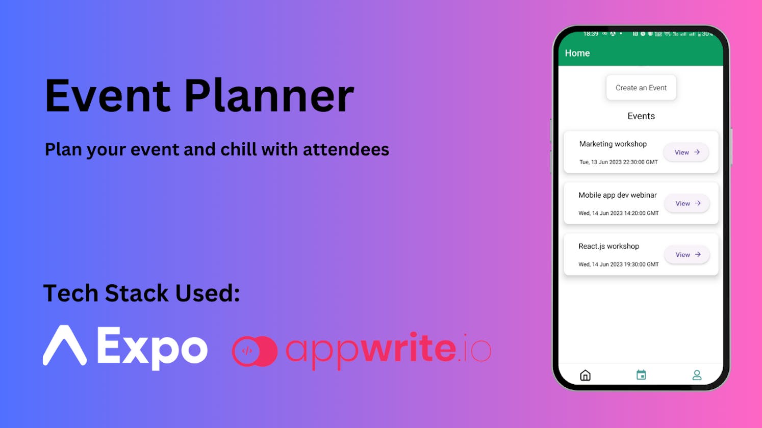 Event Planner App using React-Native Expo and Appwrite