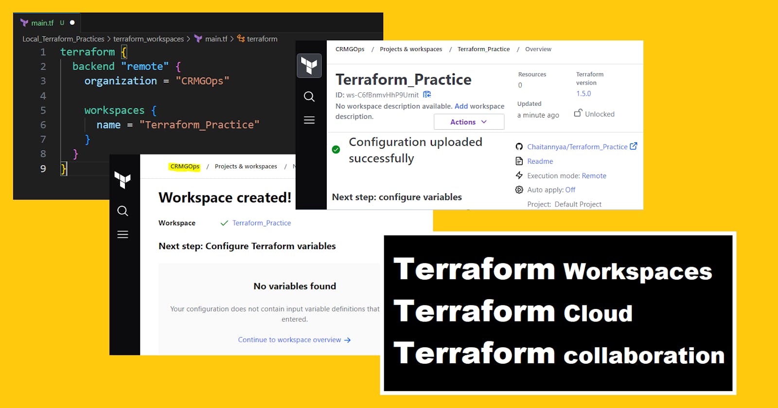 Terraform Advanced Topics: workspaces, remote execution, and collaboration features in Terraform.