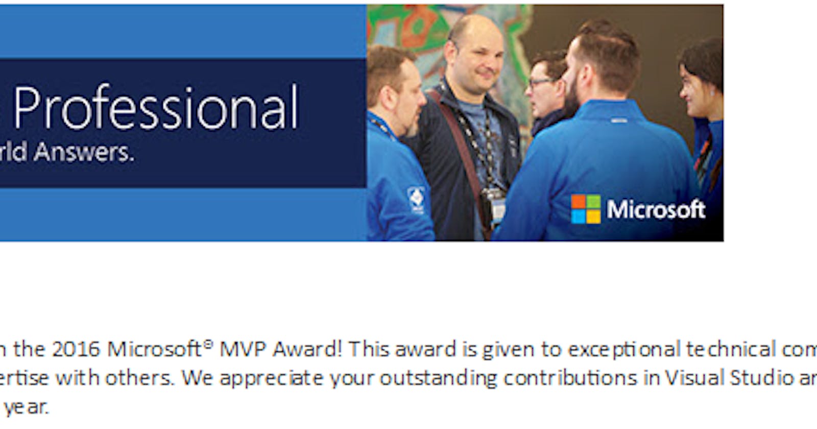 Microsoft MVP April 2016