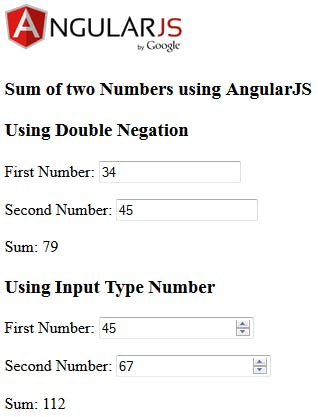 Sum of Two Numbers in AngularJS