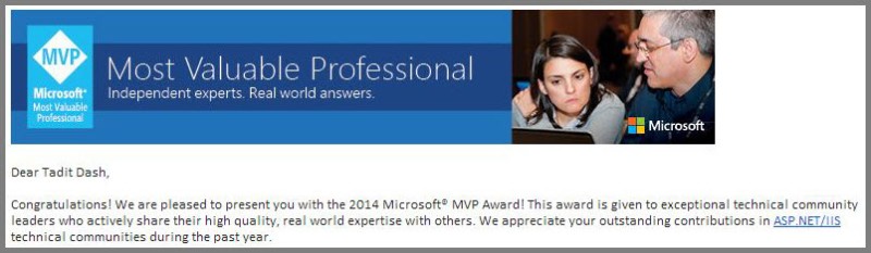 Microsoft ASP.NET MVP Award 2014