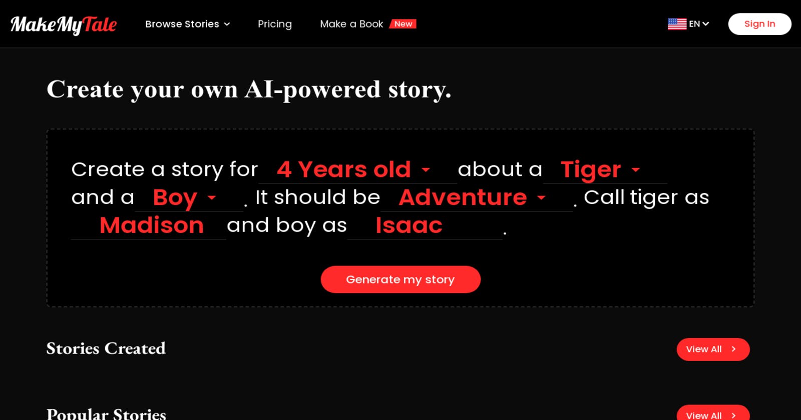 Create Captivating AI-Powered Stories with MakeMyTale