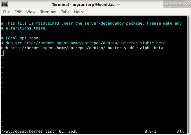 Setup the local repository list file.