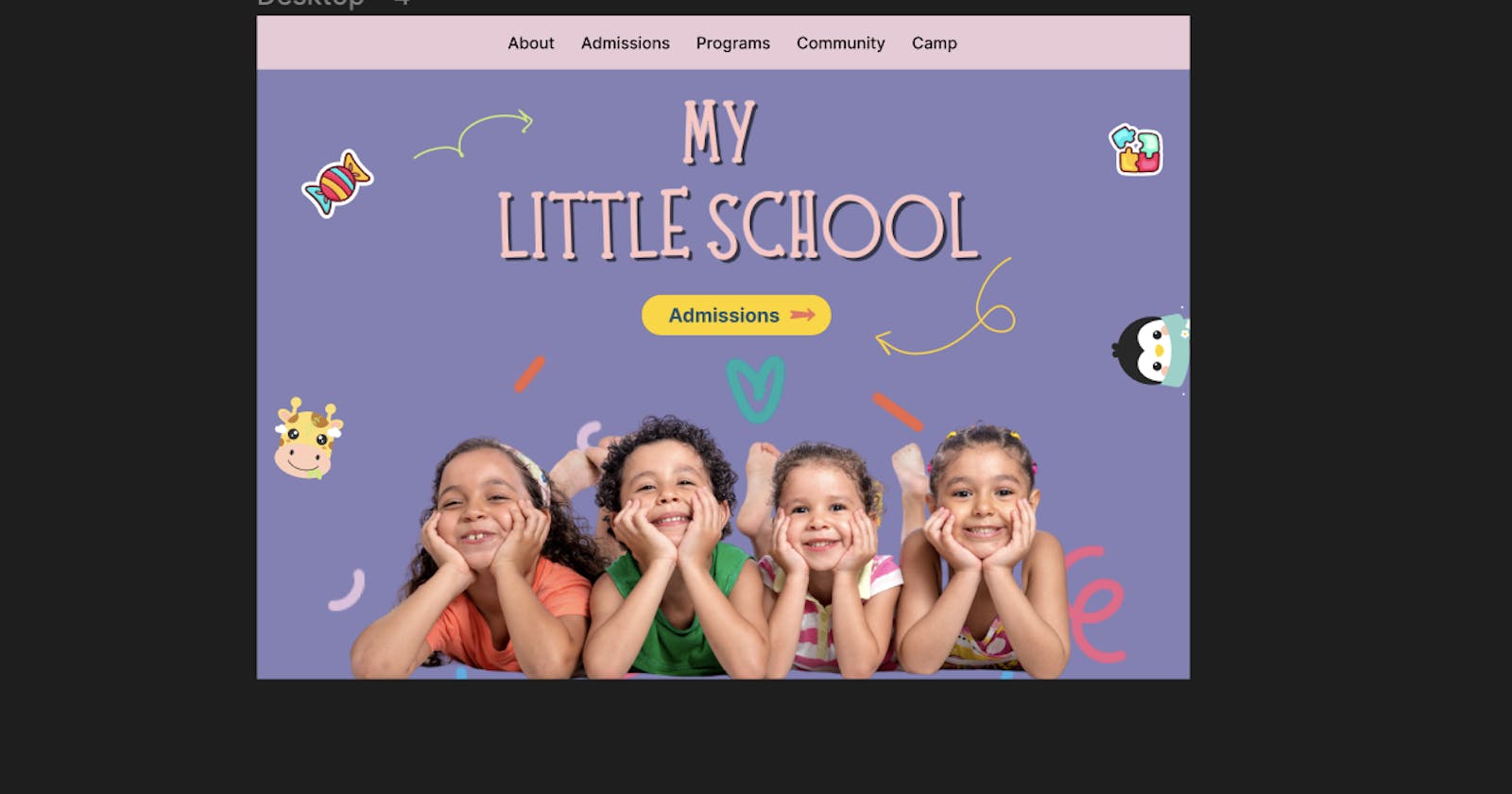 Day 01 : Redesign for "My Little School" (Kindergarten website)