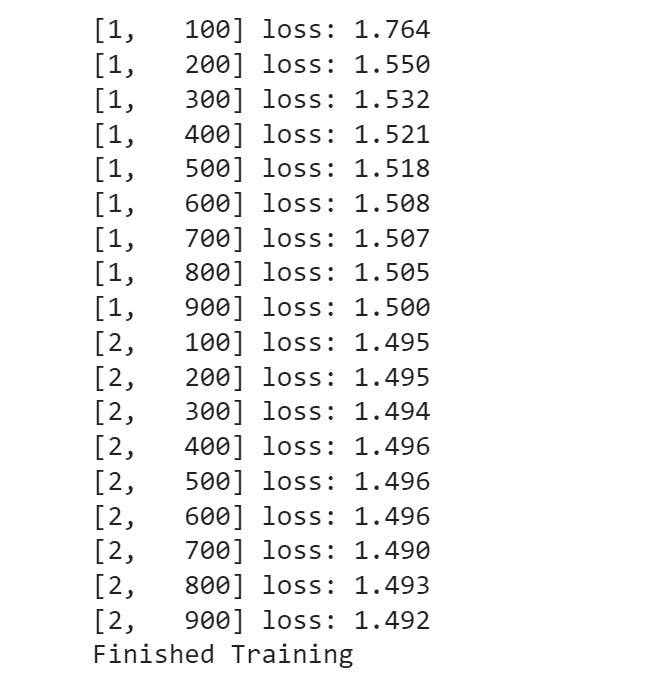 PyTorch output goolge colab training time