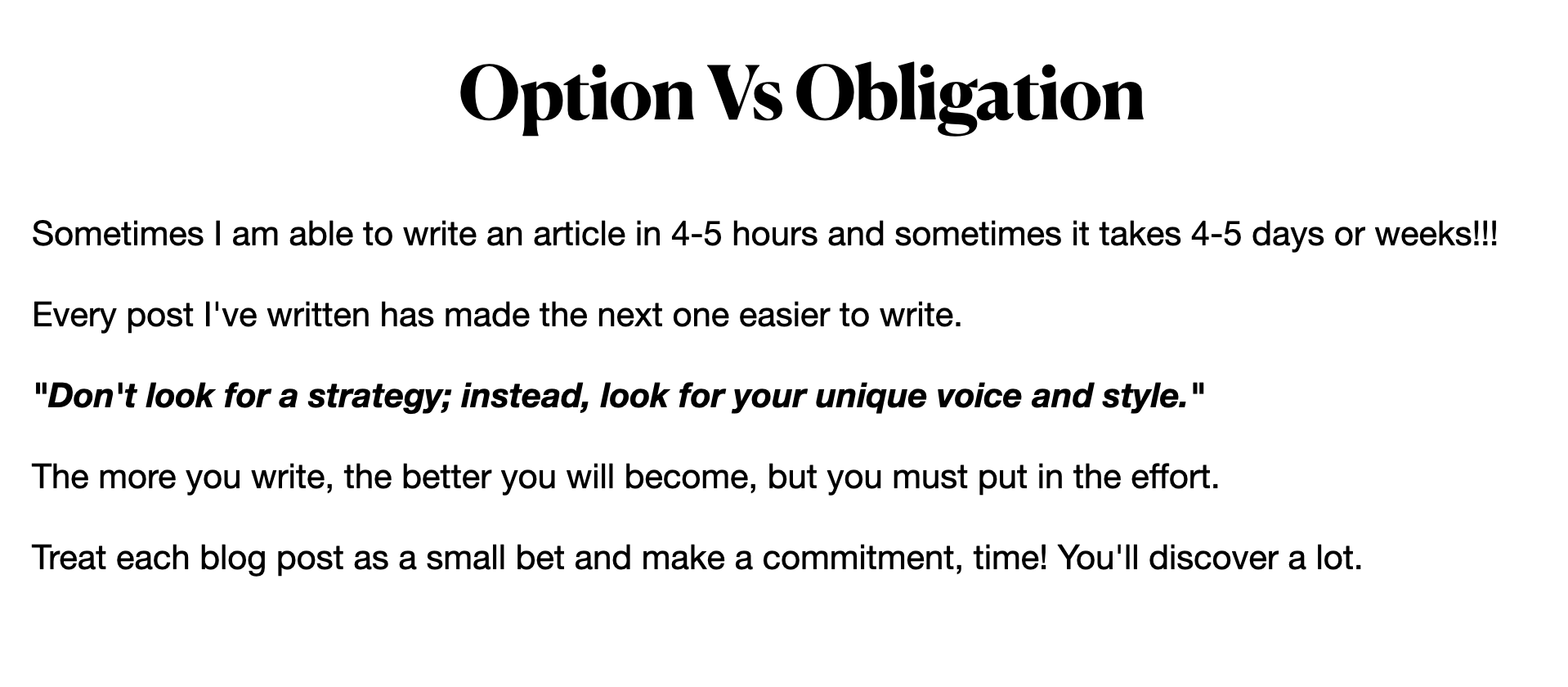 Option Vs Obligation in Blogging