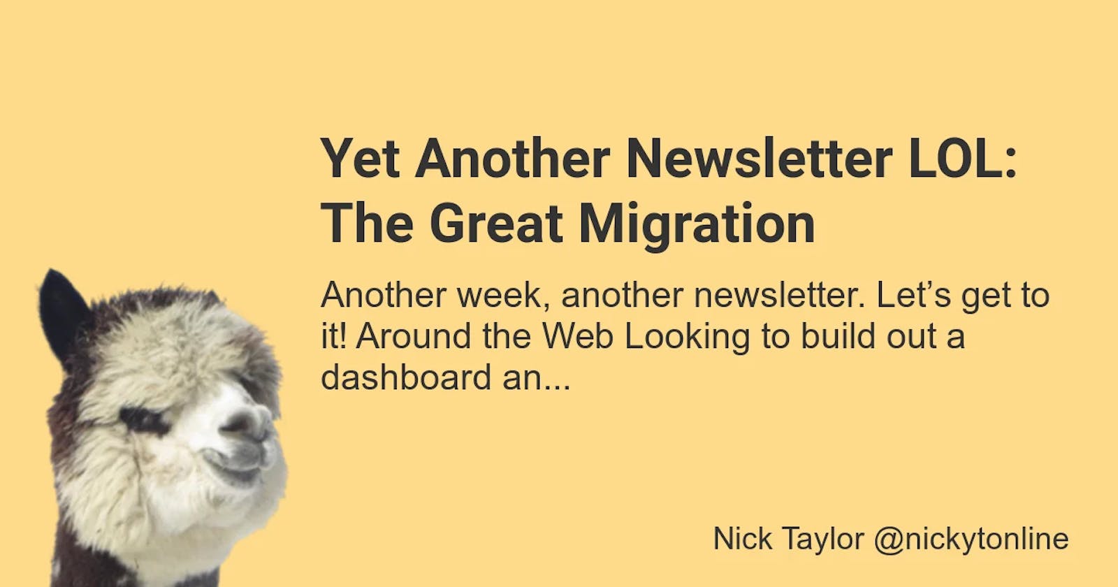 Yet Another Newsletter LOL: The Great Migration