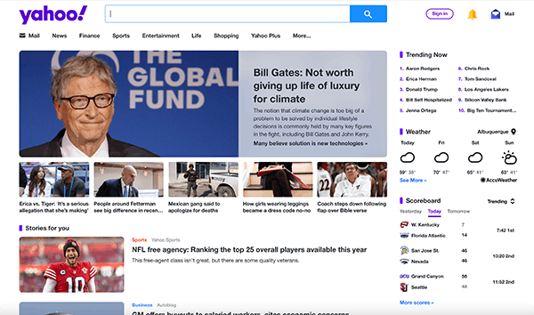 Modern Yahoo Website