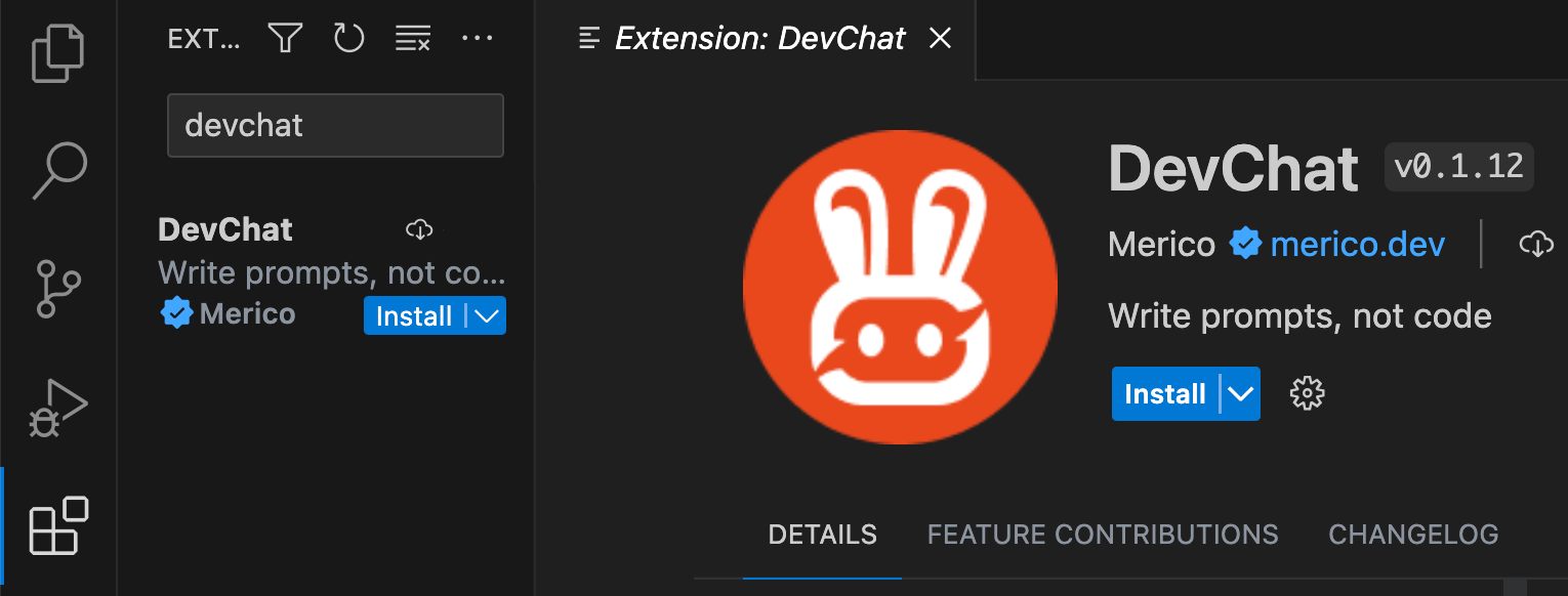 VSCode安装DevChat