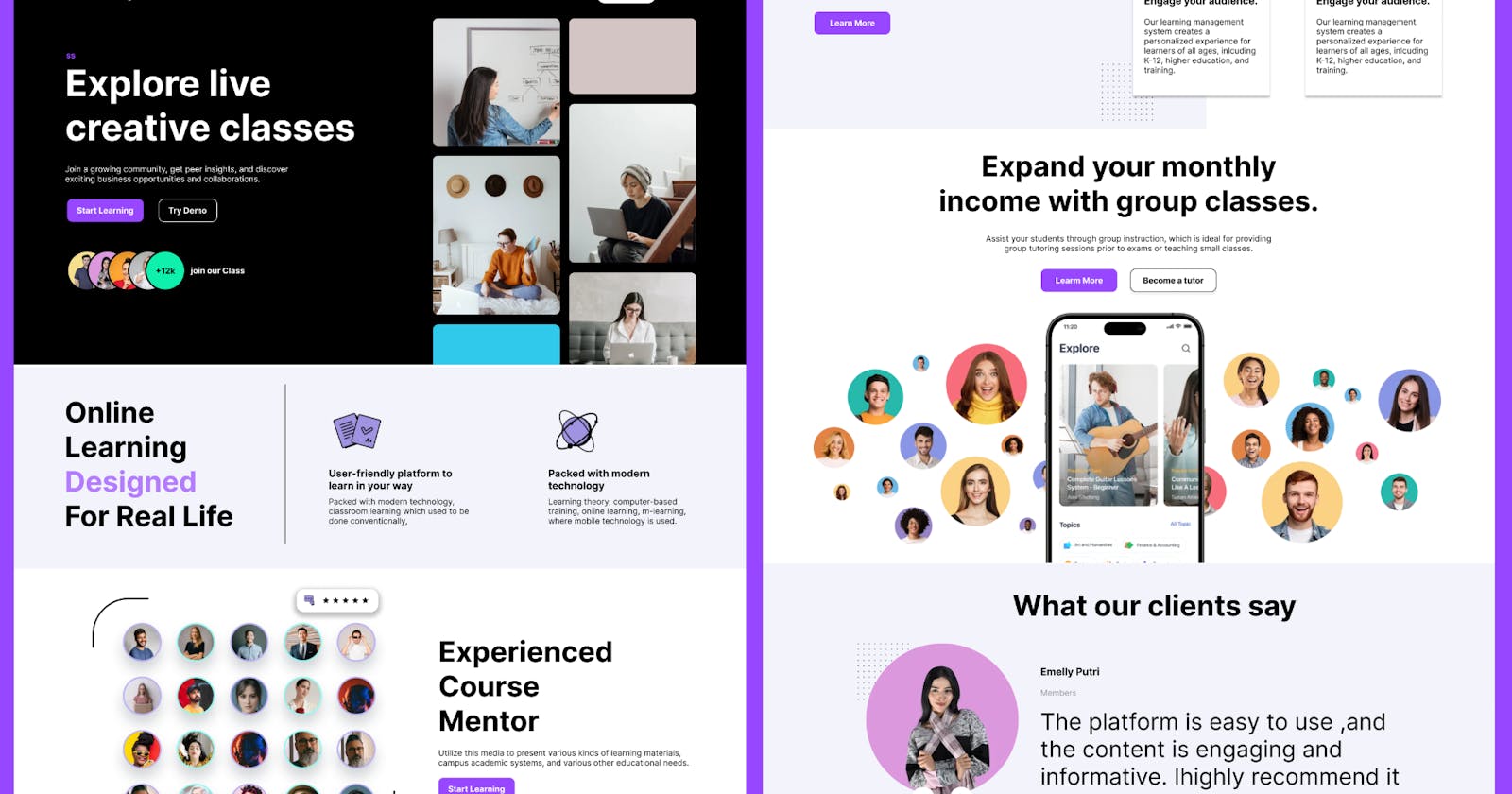 E-Learning Landing Page Design Using Figma | Autolayout + Component
