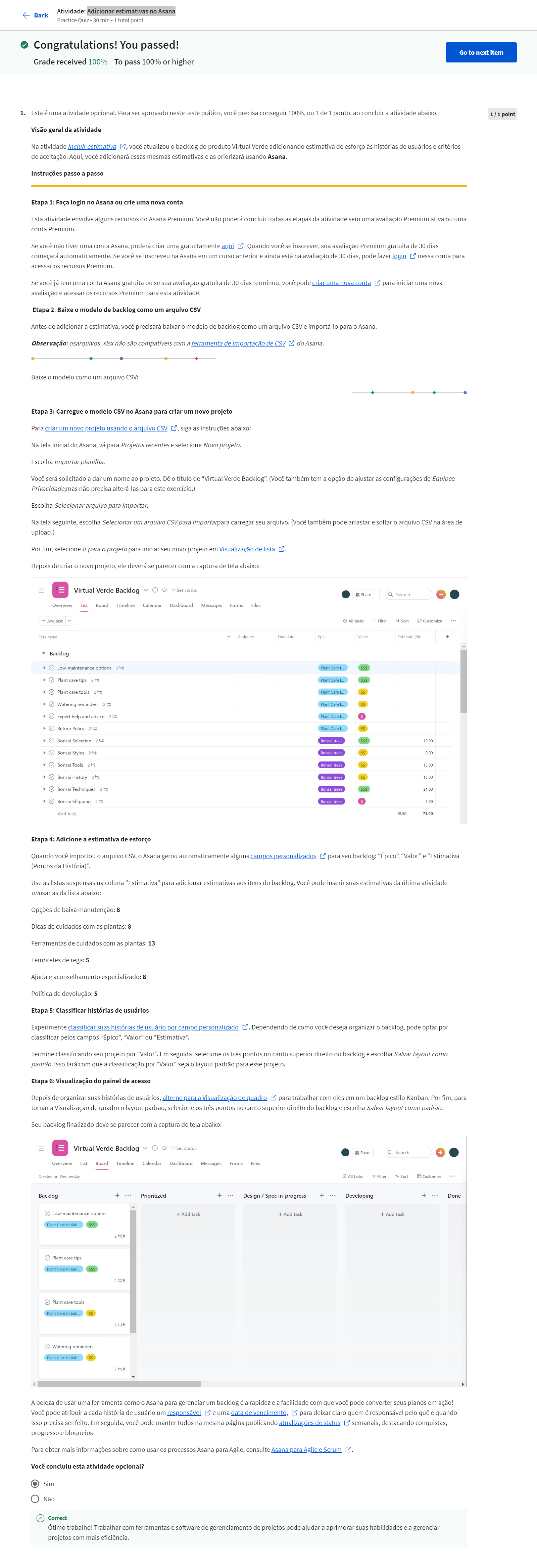 Atividade - Adicionar estimativas no Asana