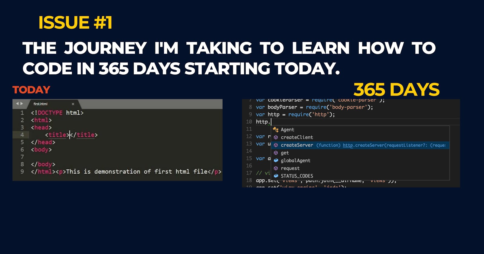 Issue #1 - The Journey I'm Taking to learn how to Code in 365 Days Starting Today.