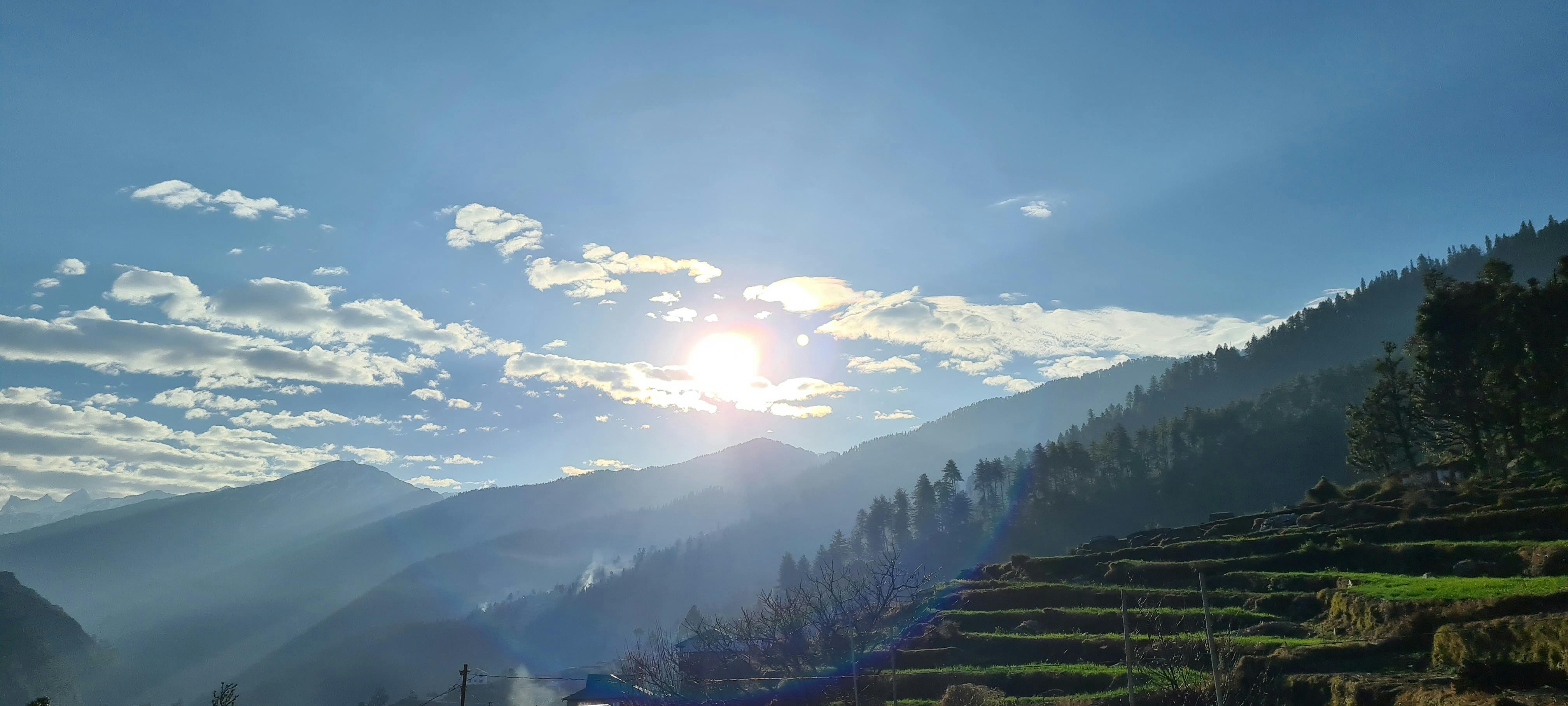 A picture of Sankri Village after Sunrise