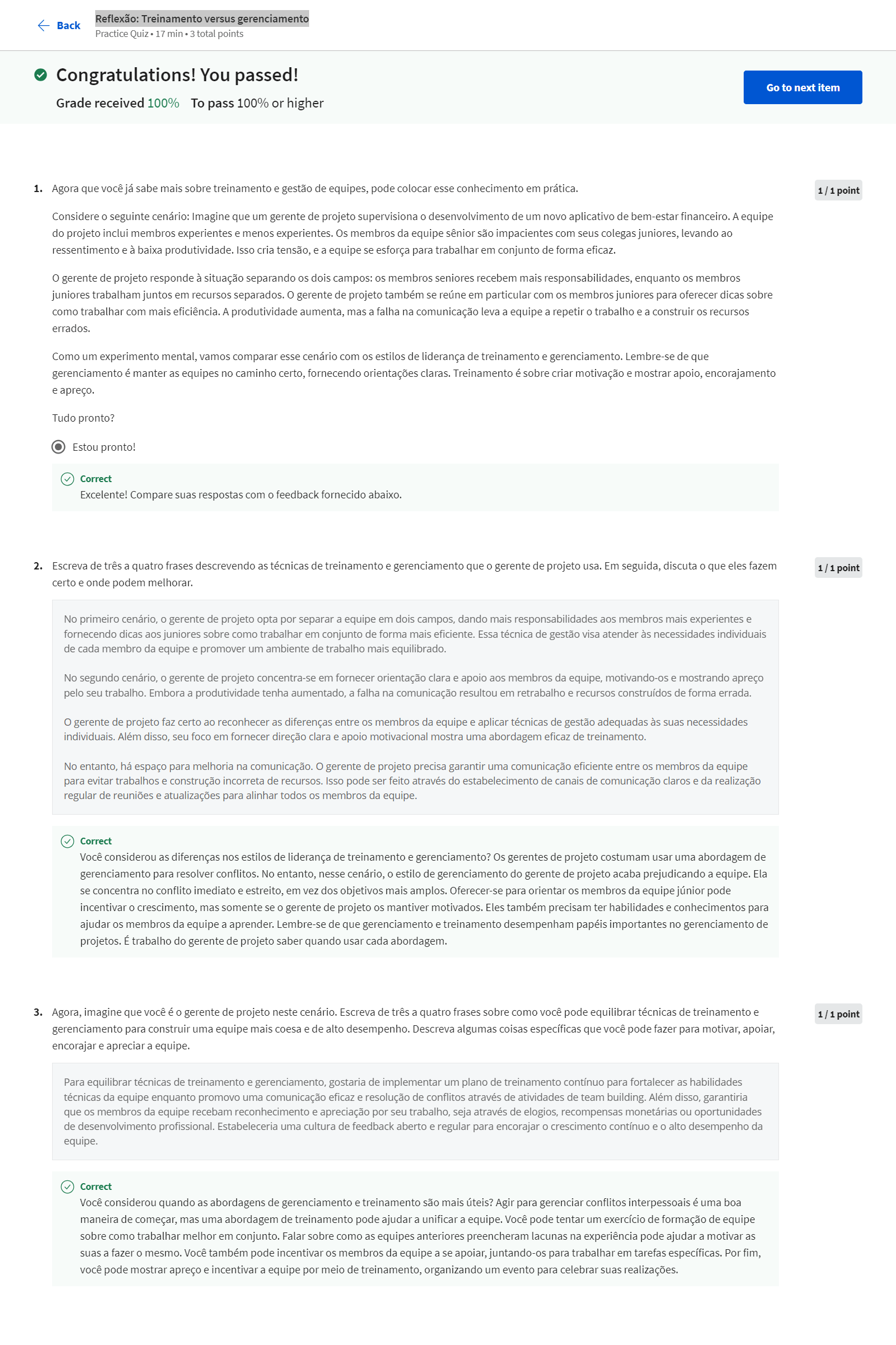 Reflexão-Treinamento versus gerenciamento