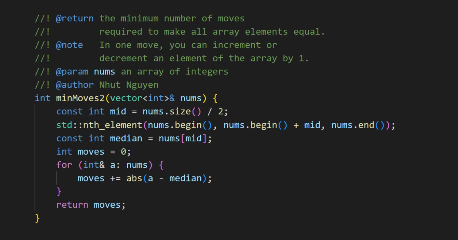 462. Minimum Moves to Equal Array Elements II