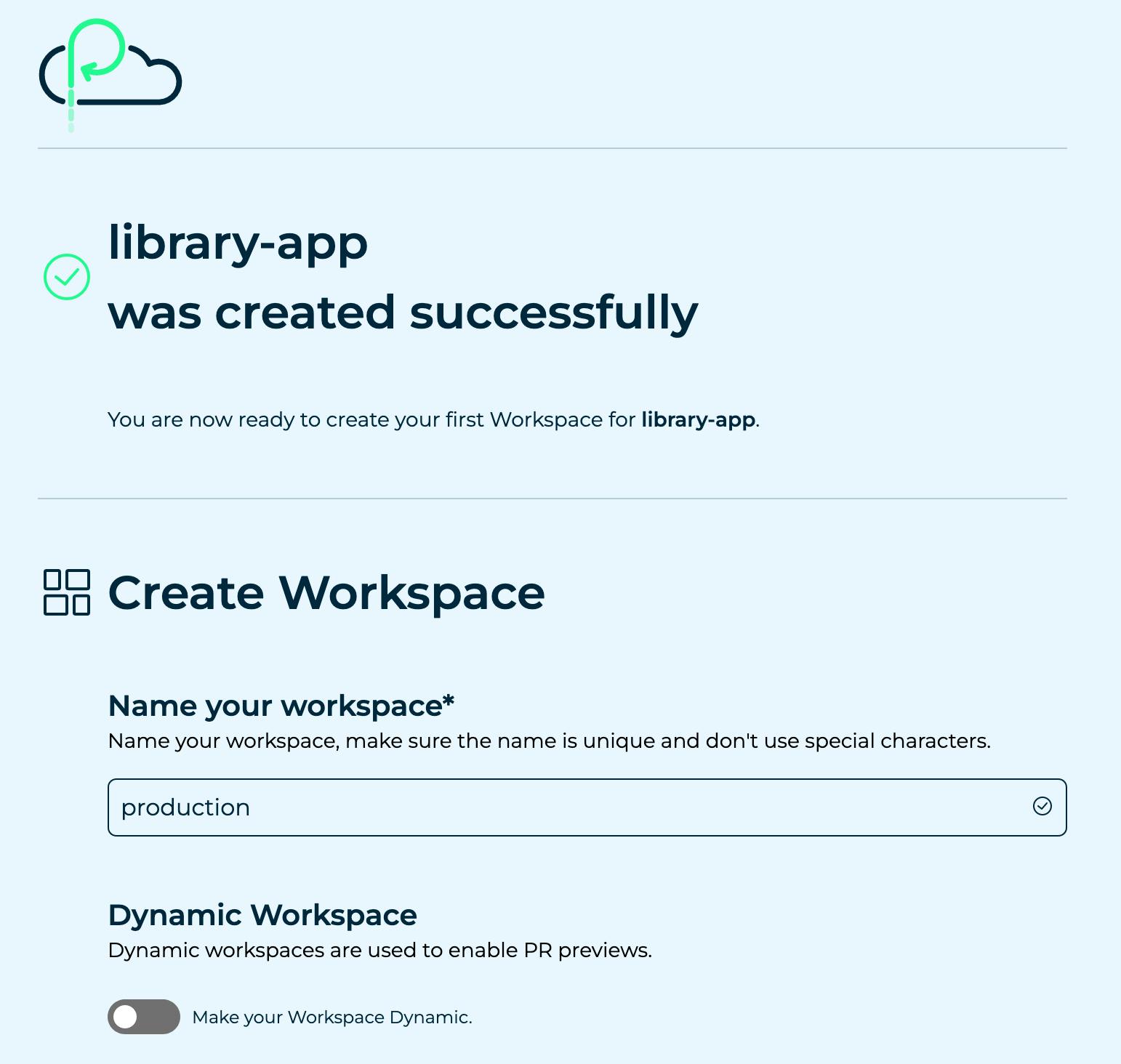 Create a static app workspace - 01