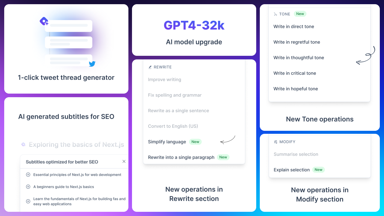 Various AI enhancements to the editor