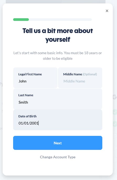Privacy.com adding personal information to your account, like name and date of birth
