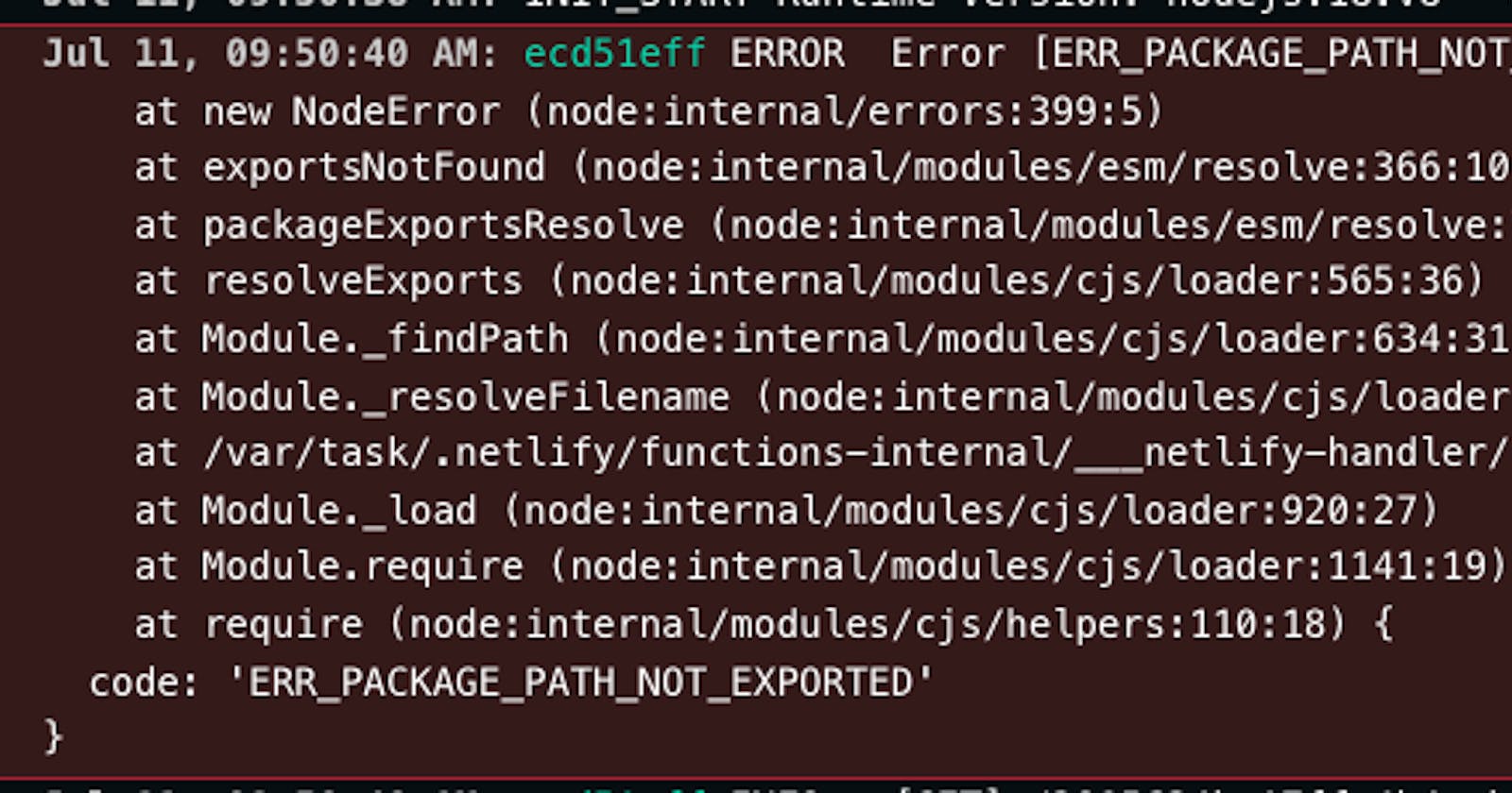 How to fix Error Package subpath './server.edge' is not defined by "exports" on Netlify