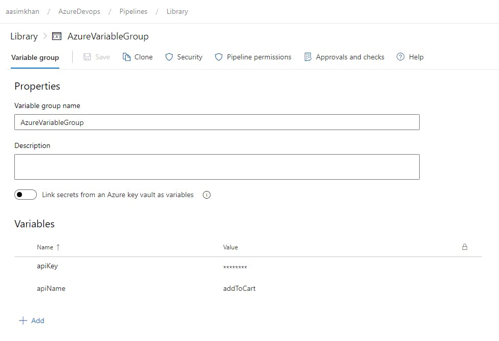 How to create azure library variable group