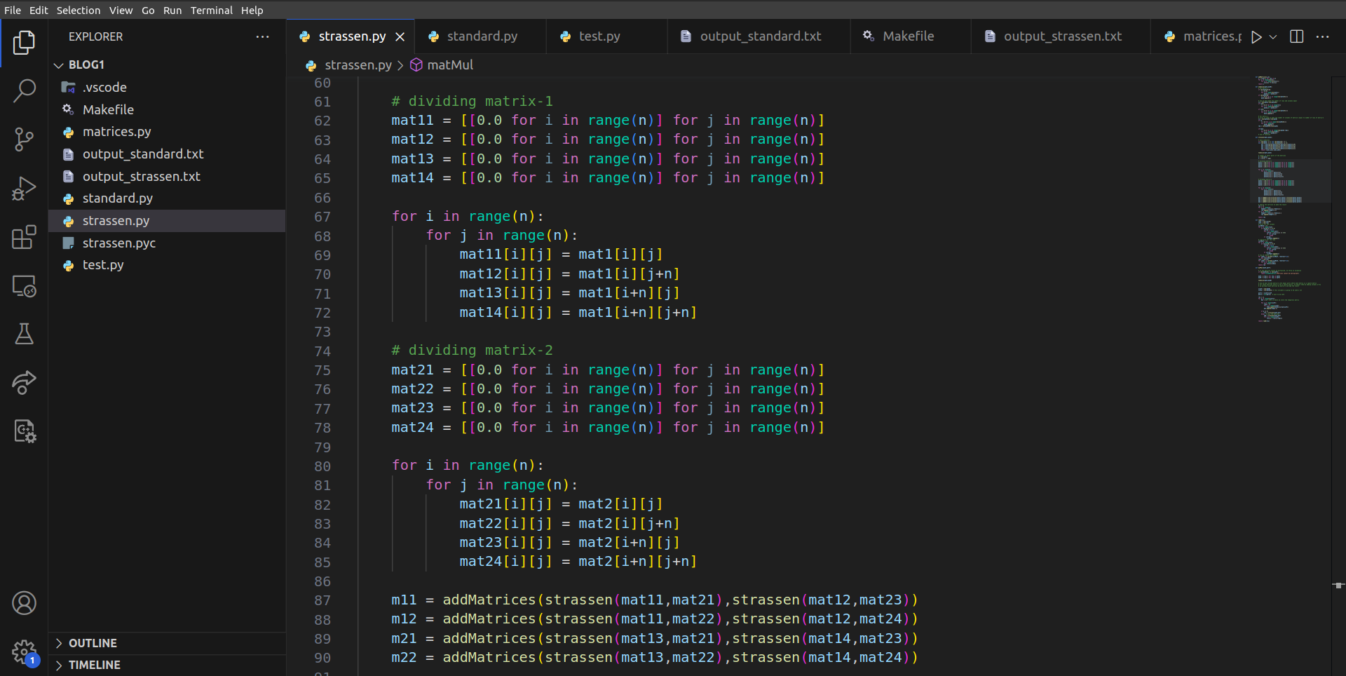 A different approach to Matrix multiplication using Strassen's Algorithm