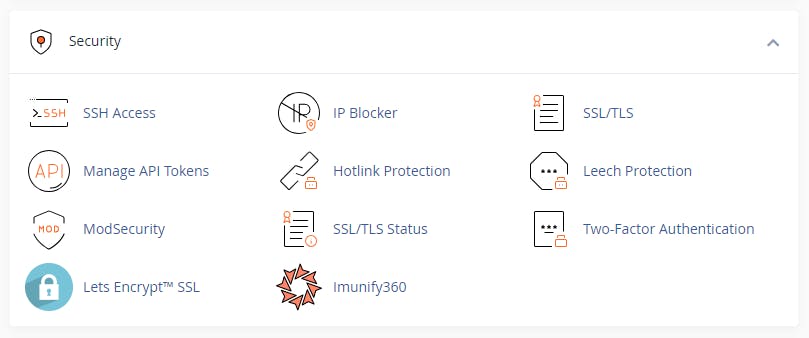 Cpanel Security Section