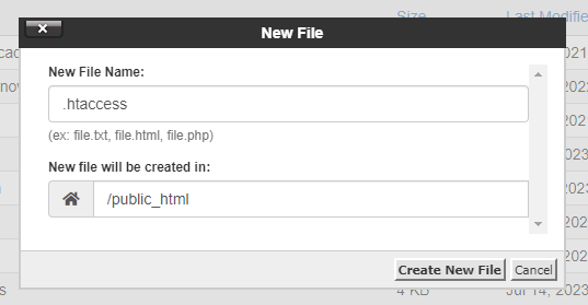 Creating a .htaccess file