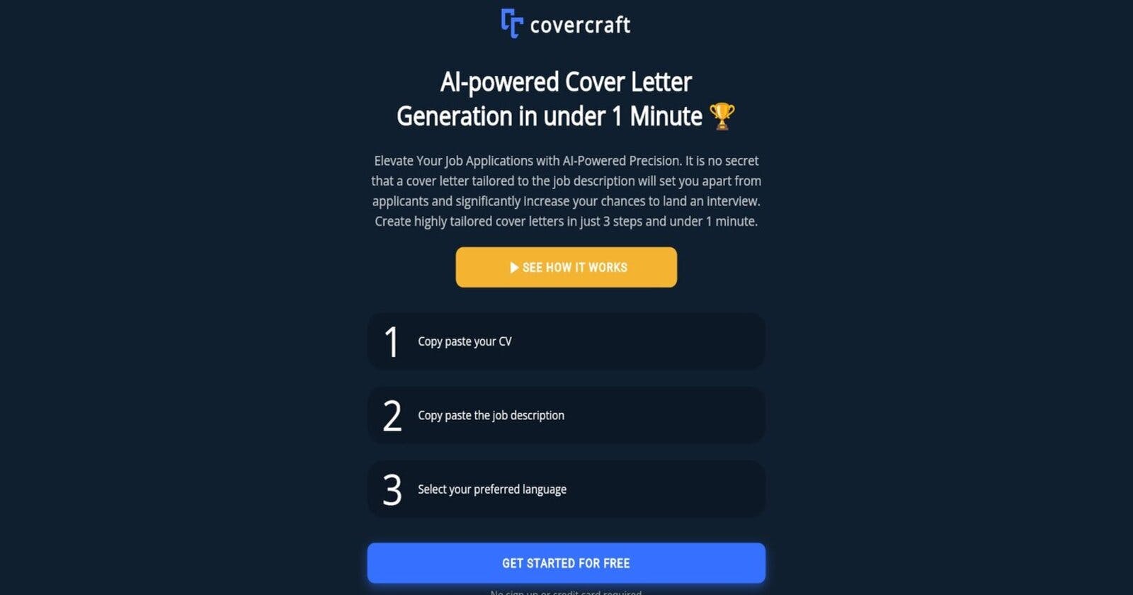 Covercraft: AI-powered Cover Letter Generation in under 1 Minute
