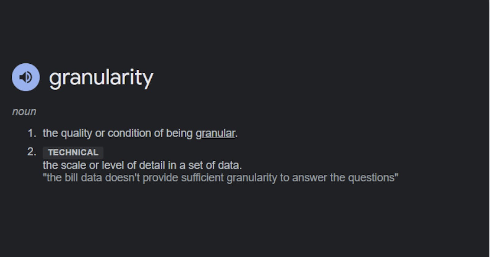 Story of Granularity in Data Analysis.
