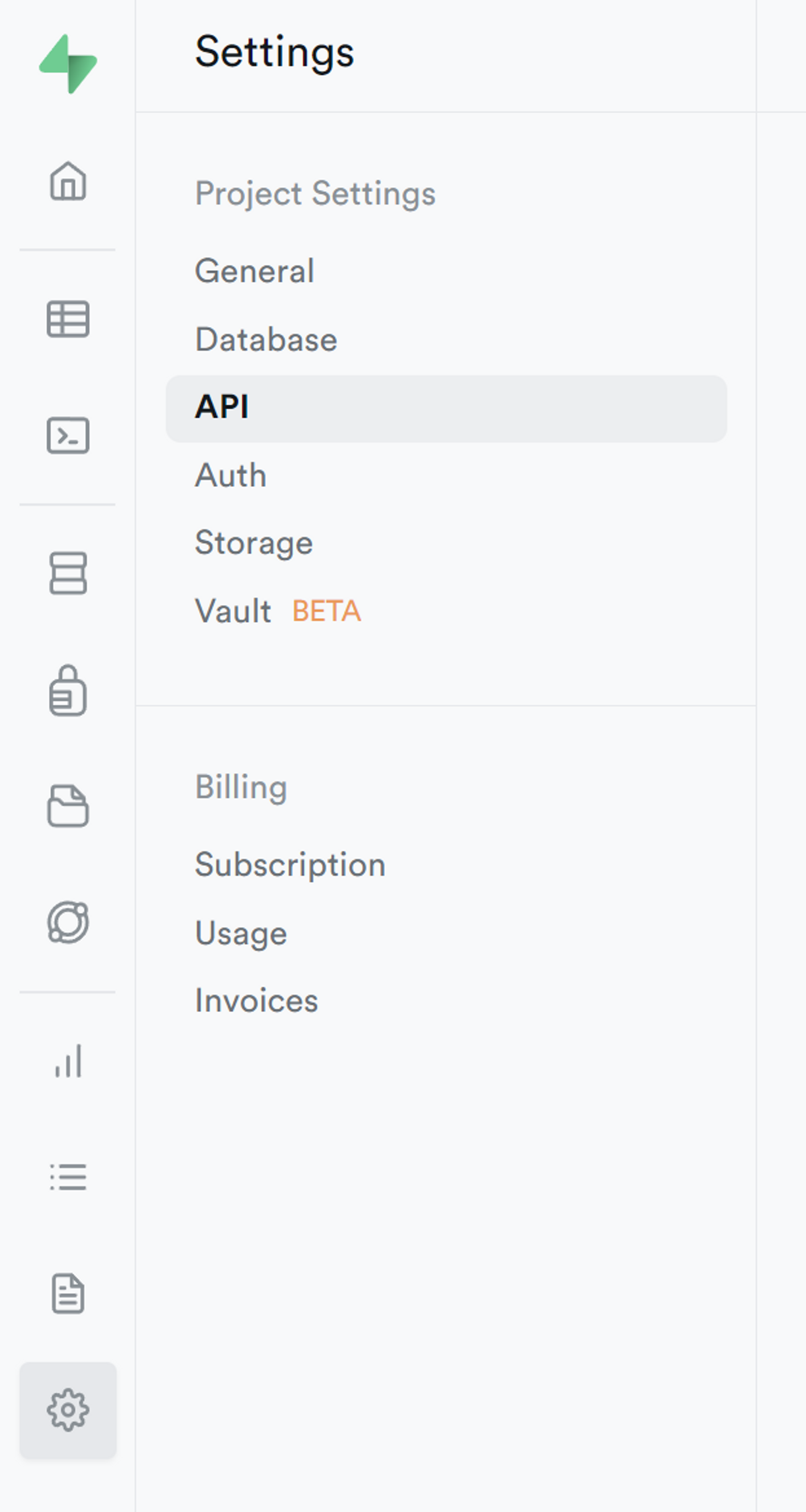 Project Setting -> API