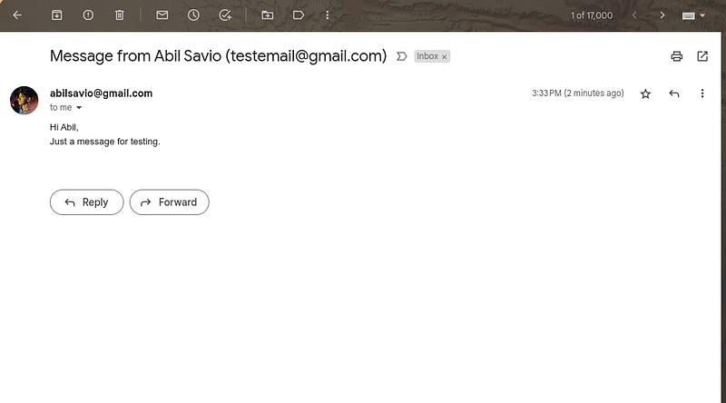 This is how the email looks like