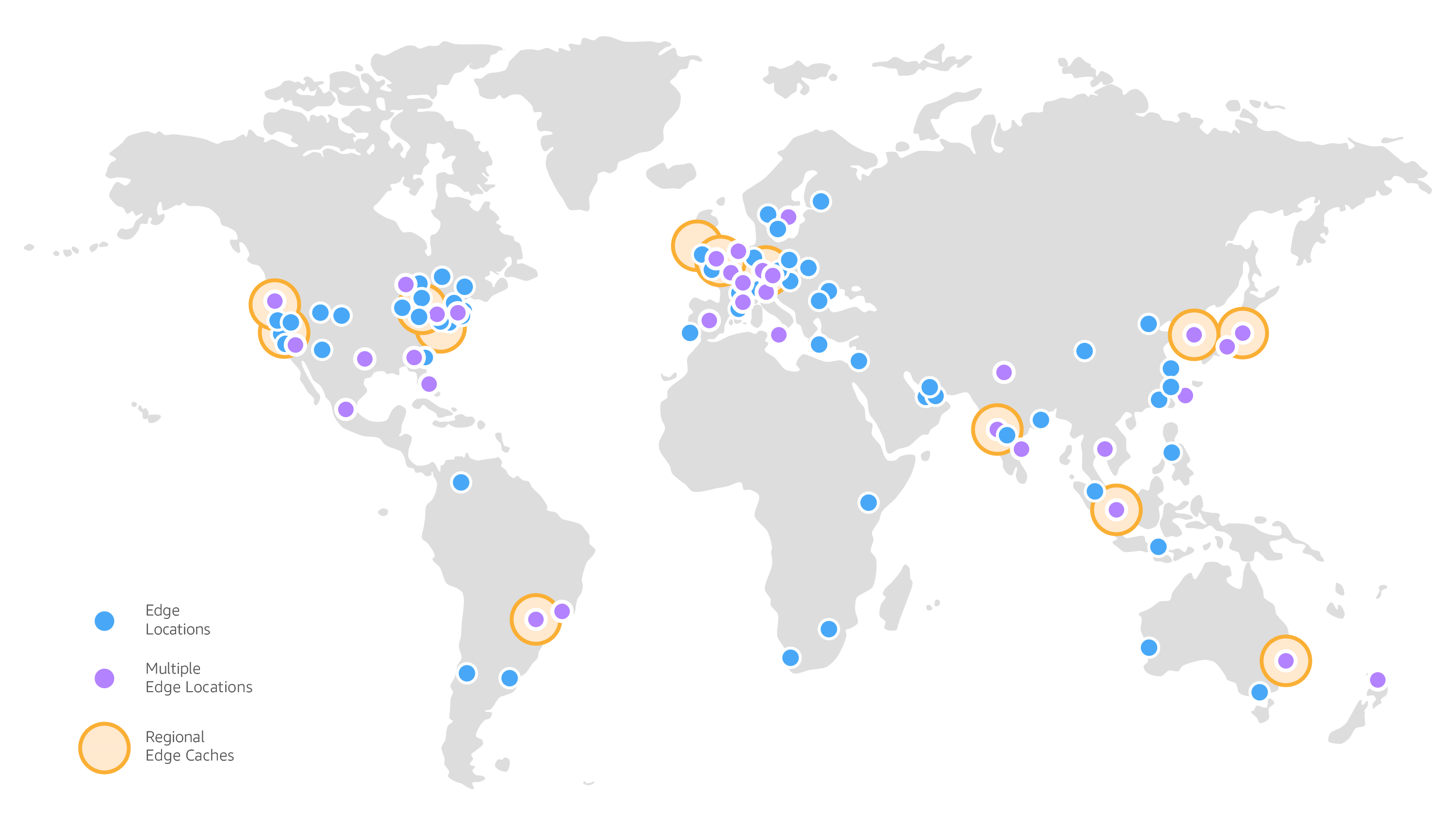 World map of Amazon CloudFront Edge Locations