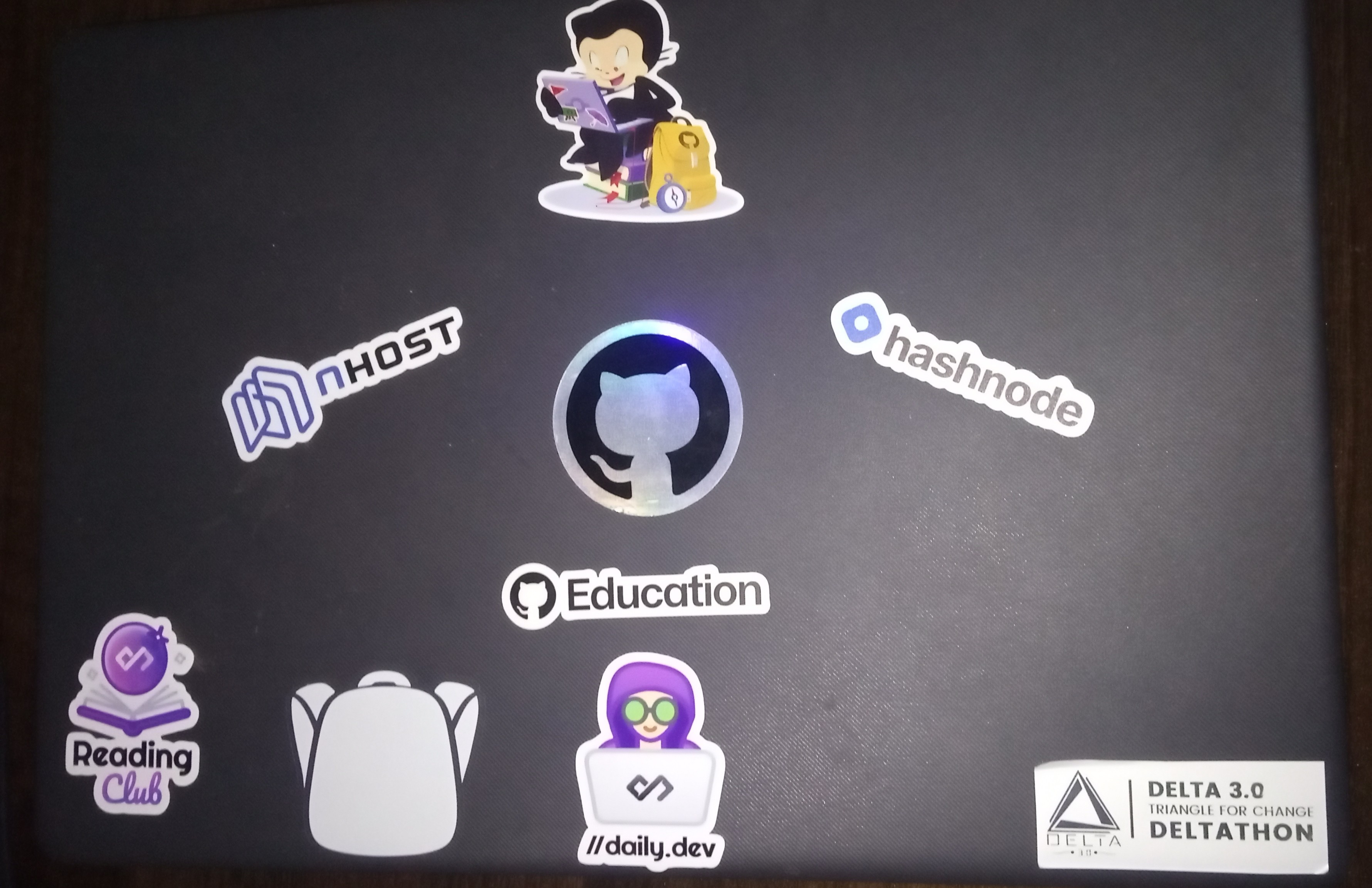 Stickers in Aashish Panthi's laptop