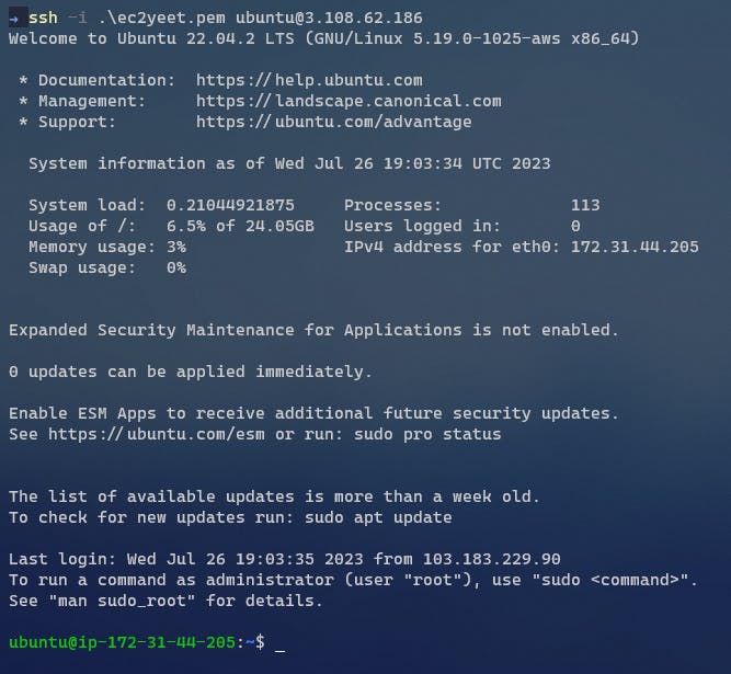 Screenshot that shows how you can connect to an EC2 instance using SSH