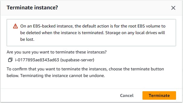 A warning message from AWS that you get when you try to terminate an EC2 instance. 