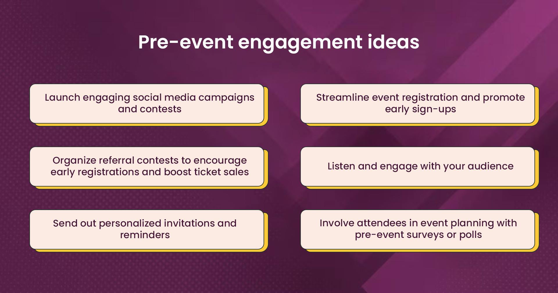 Pre-event engagement ideas