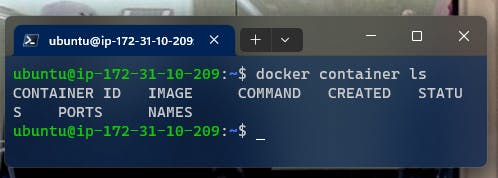 Screenshot of a working docker container ls command