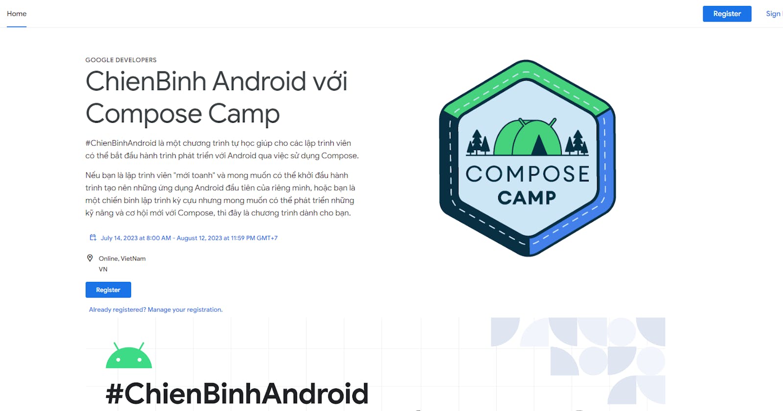 Chương trình #ChienBinhAndroid: Học Android Miễn phí với Compose Camp
