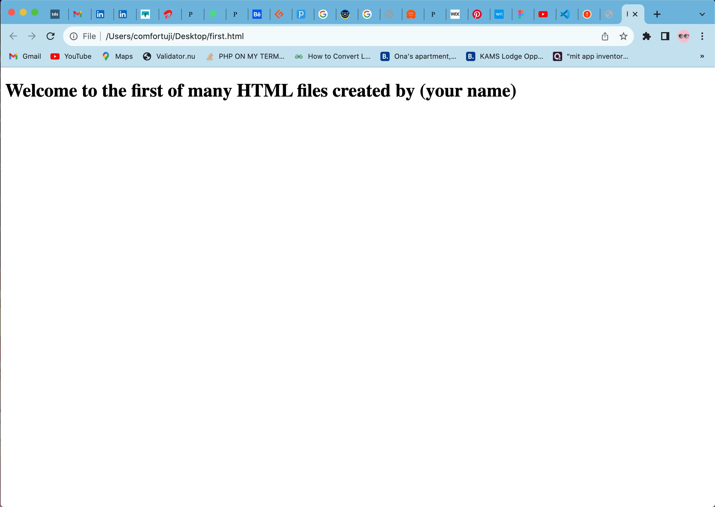 first HTML website code rendered