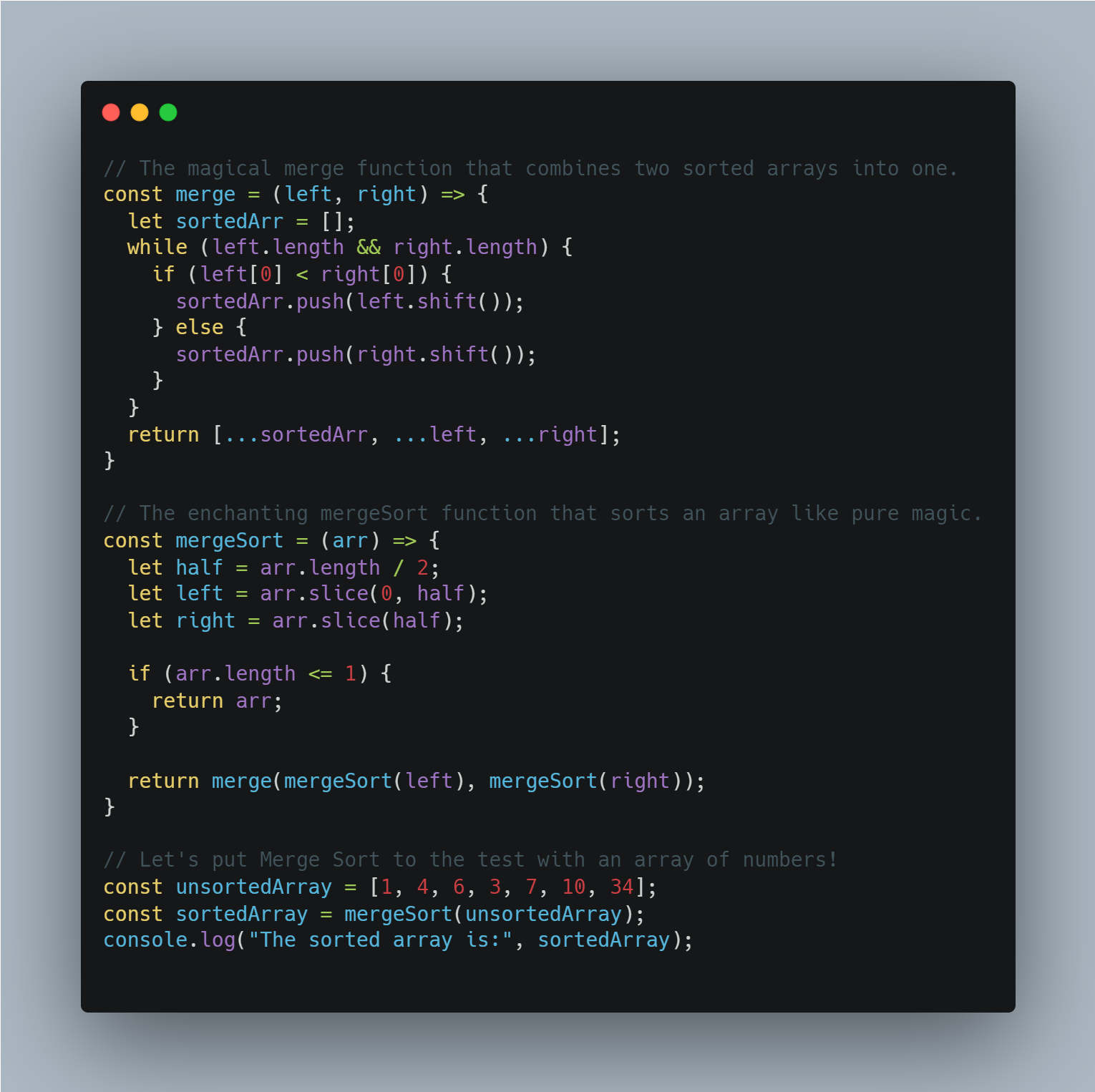 Merge sort in javaScript