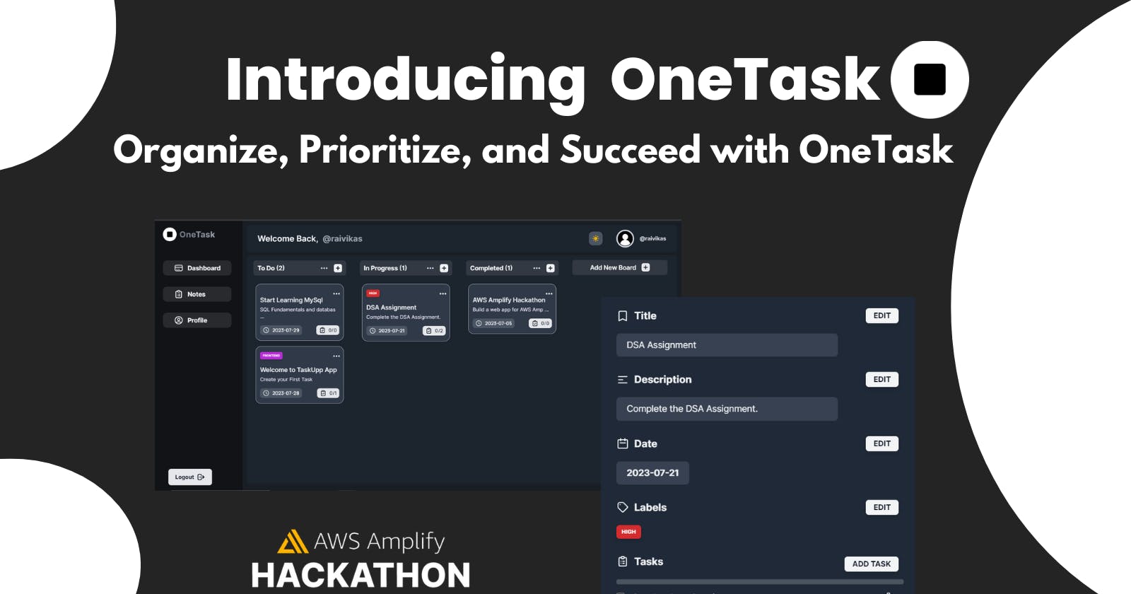 Introducing OneTask - Task Management Web App.