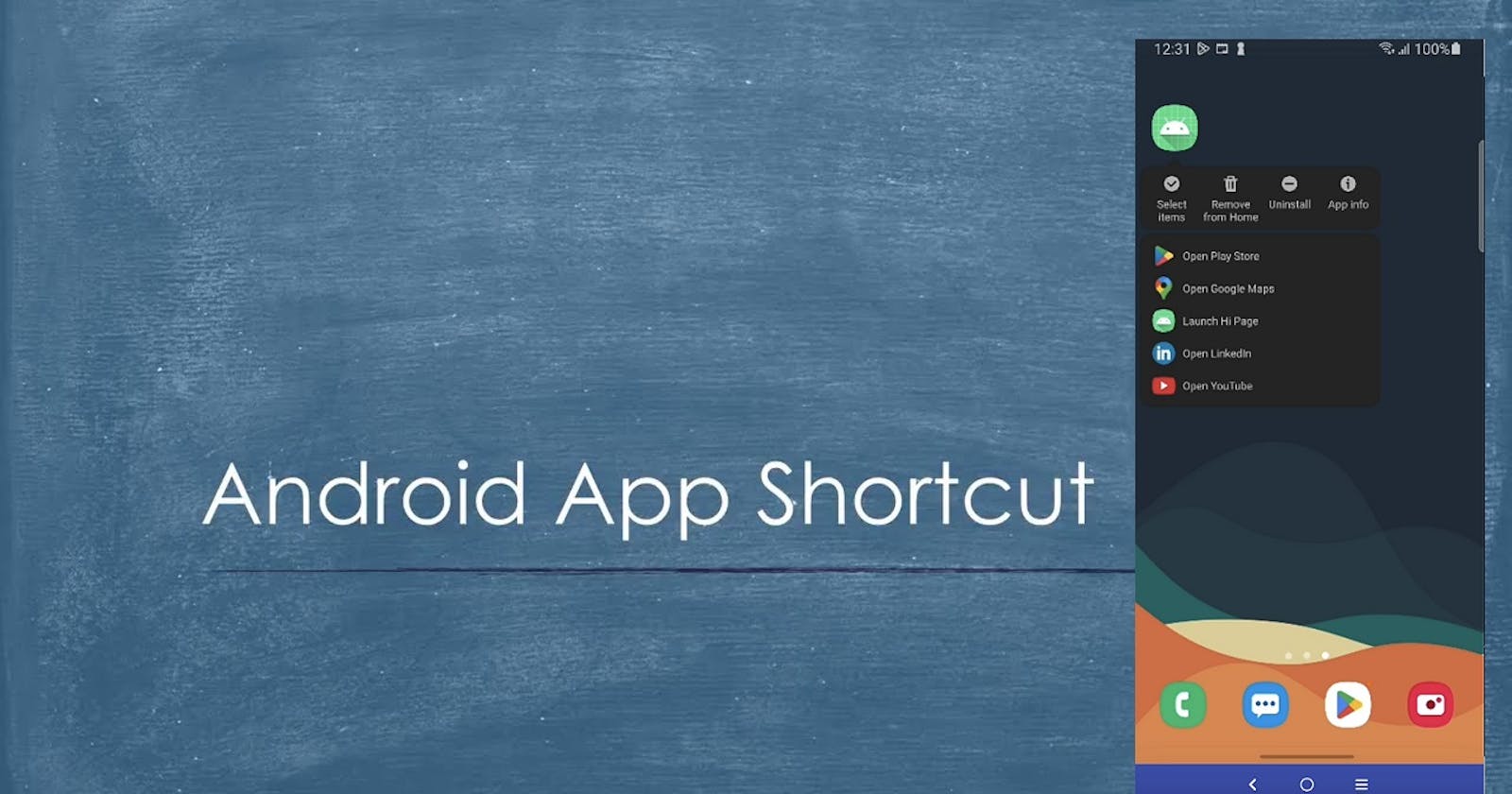 Create shortcuts android App | Show Menu Long press on App icon – Kotlin