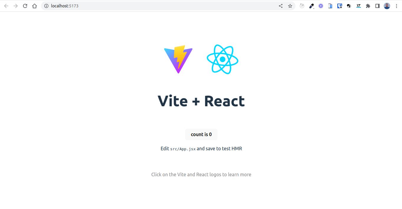 react application created with vite