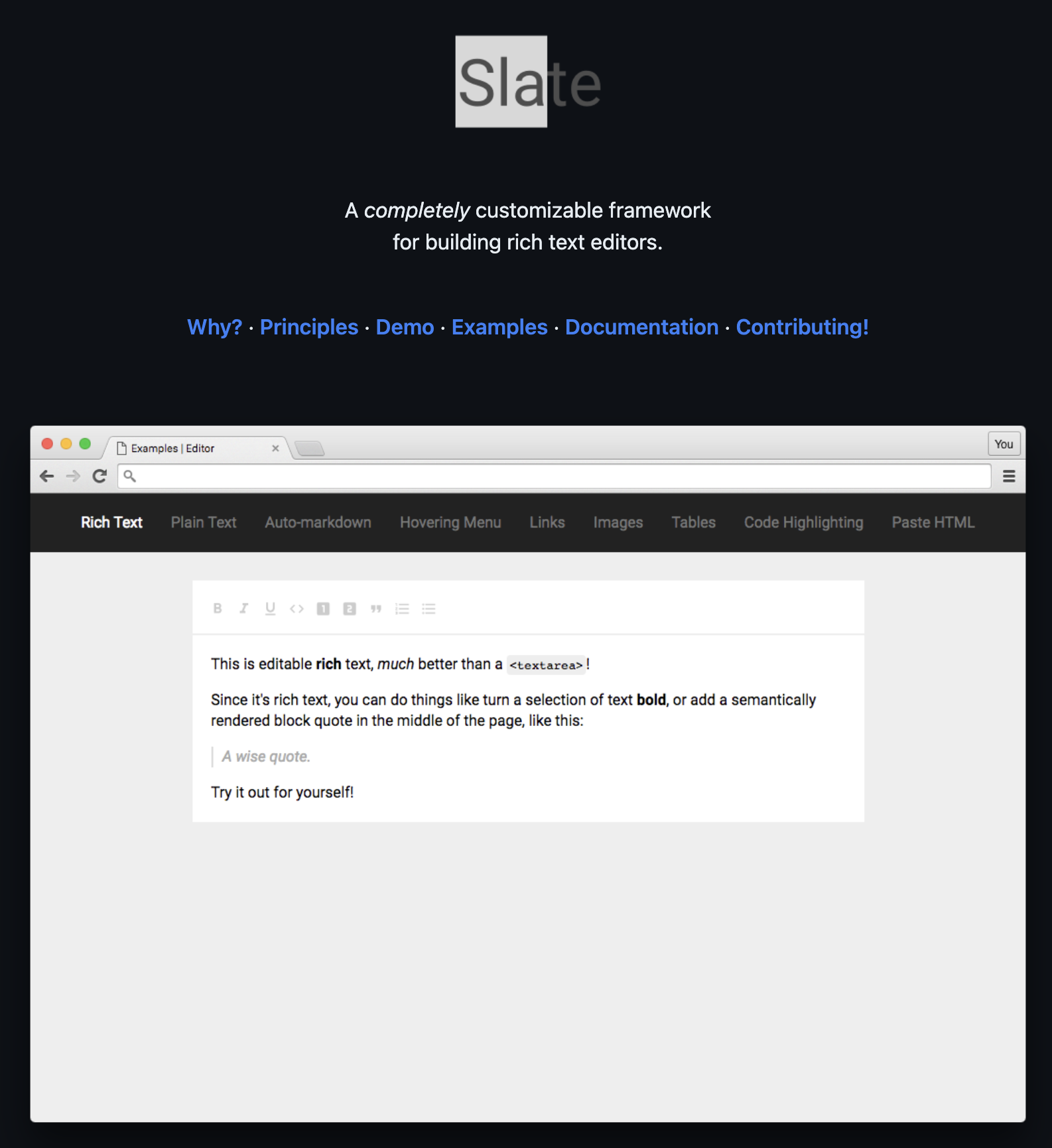 Slate JS GitHub page